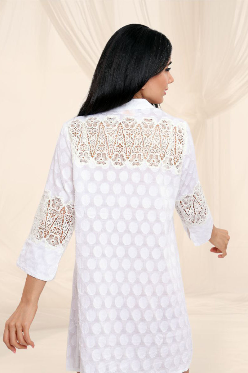 Ivory Breeze Cutwork Shirt Dress