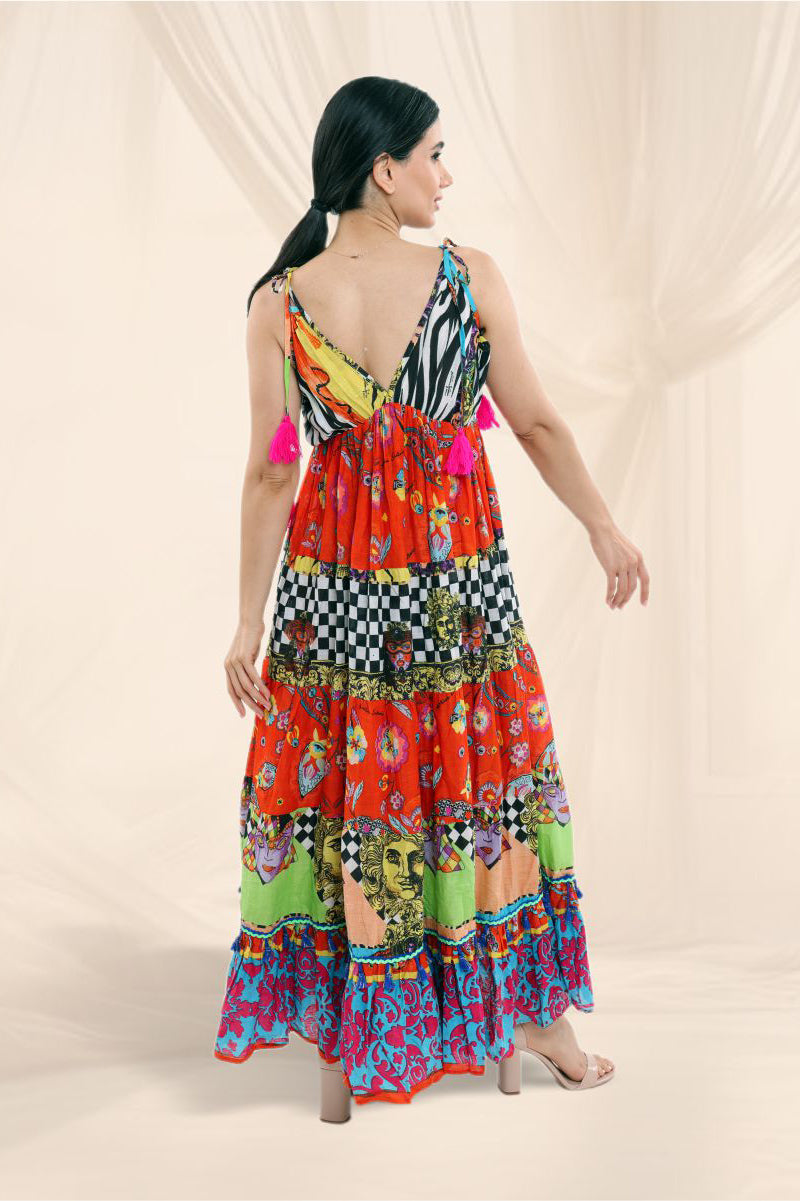 Psychedelic Patchwork Maxi Dress