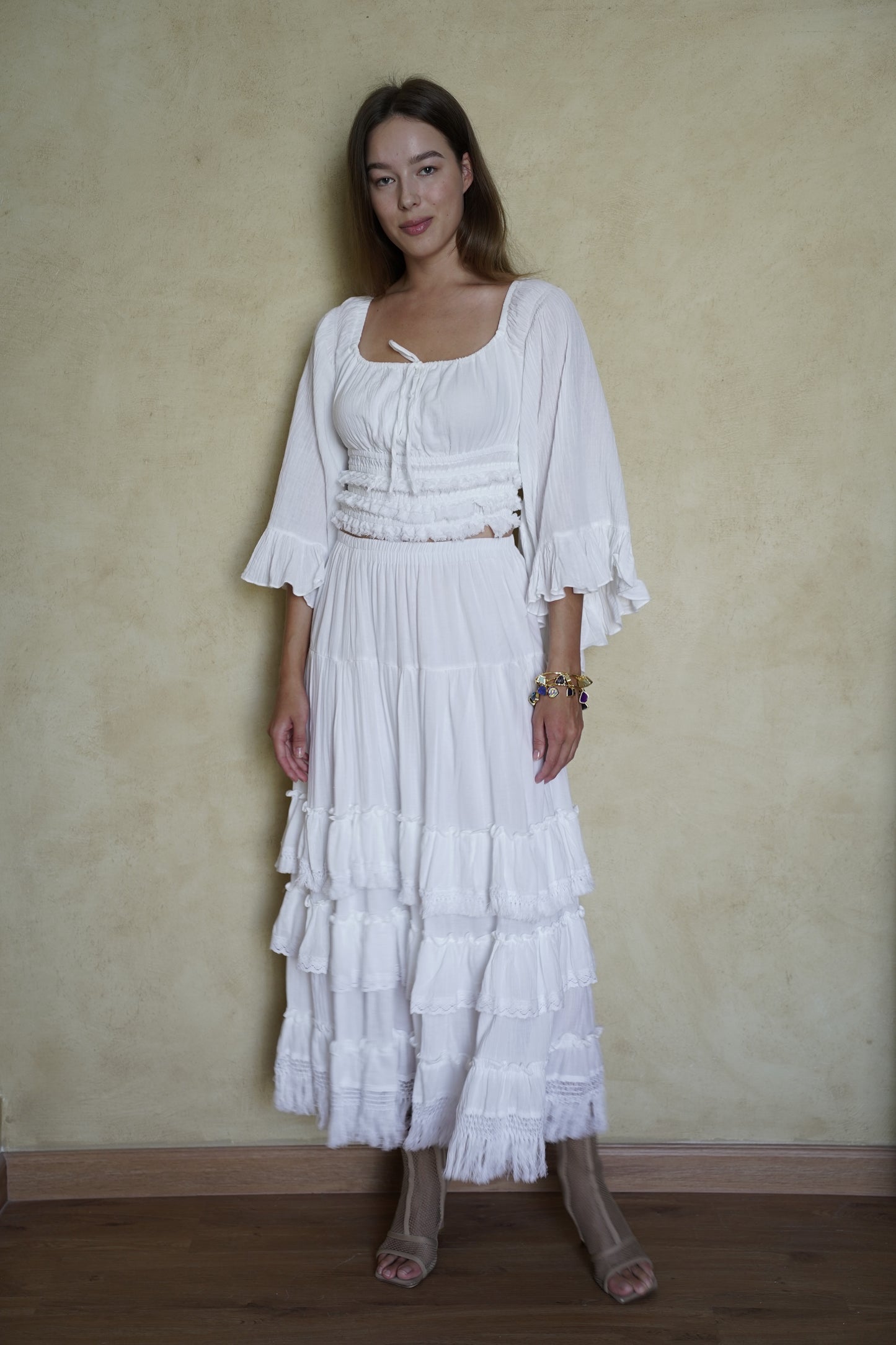 Ivory Whisper Ruffle Co-ord Set