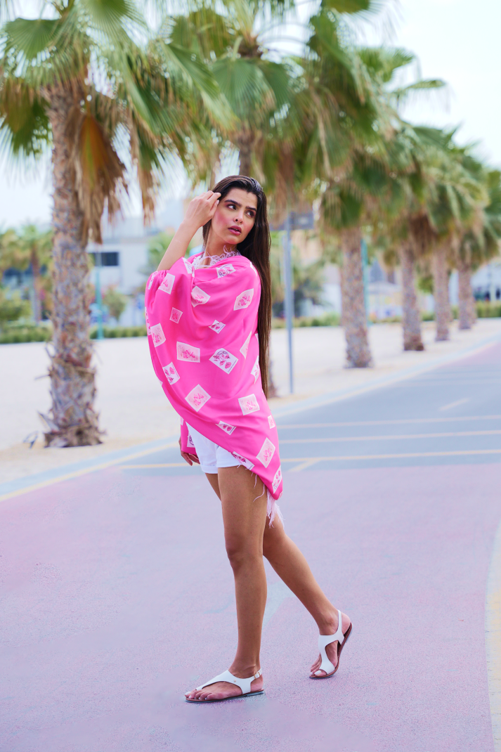 Flamingo Stamp Feather Cape
