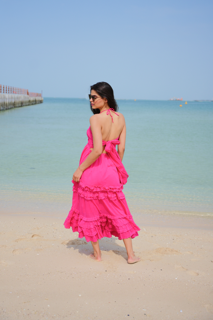 Hot Pink Fusion Ruffle Dress