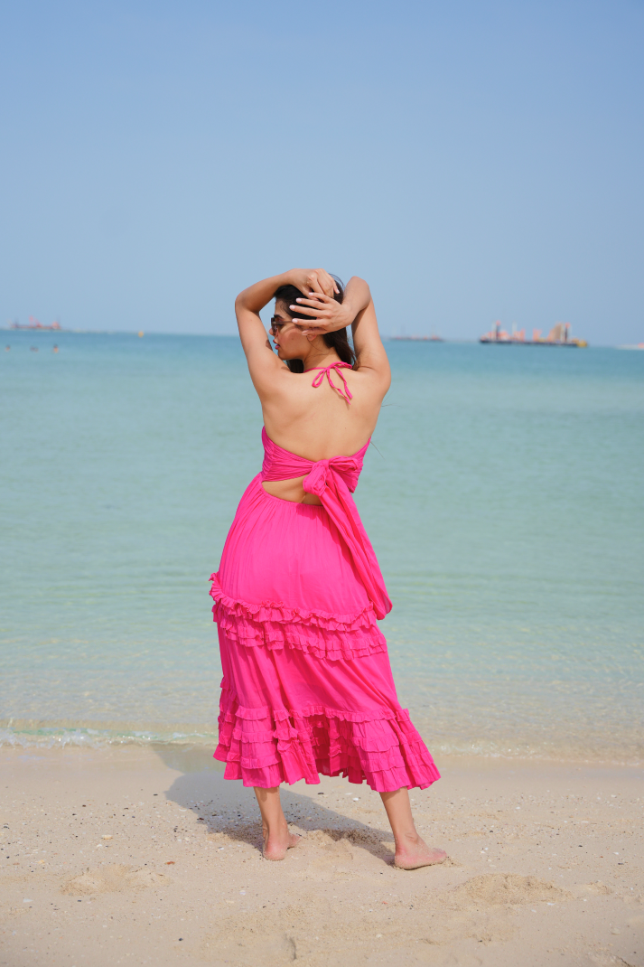 Hot Pink Fusion Ruffle Dress