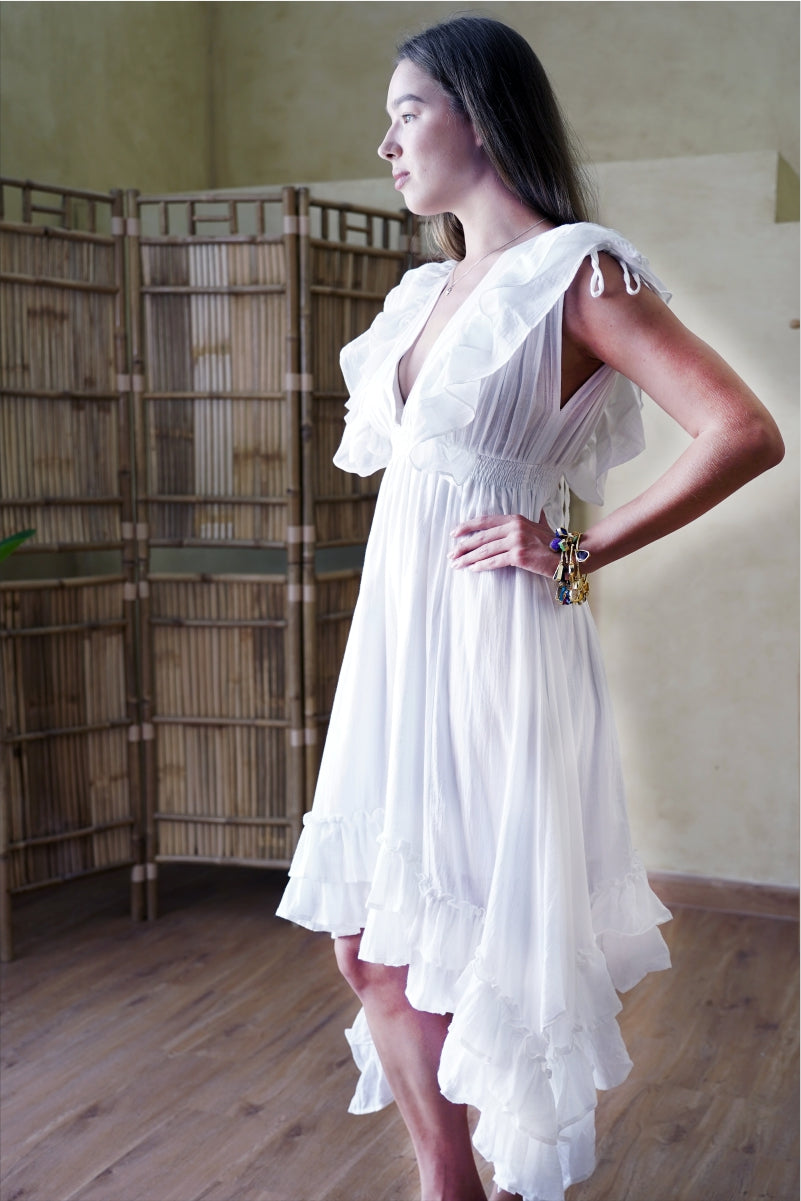 Moonlit Ruffles Asymmetric Maxi Dress