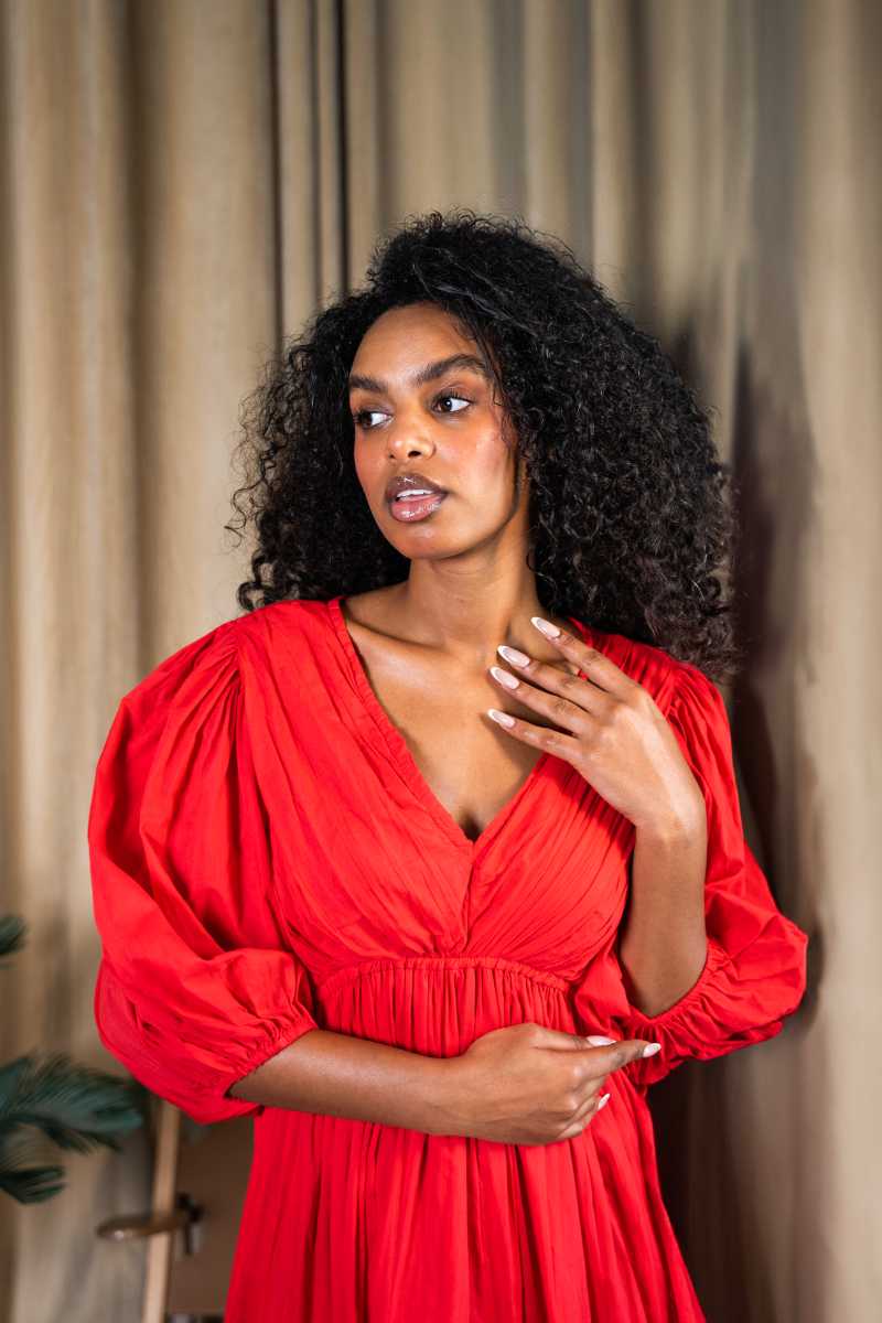 Sunset Reverie Puff-Sleeve Maxi Dress