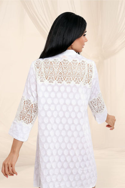 Ivory Breeze Cutwork Shirt Dress