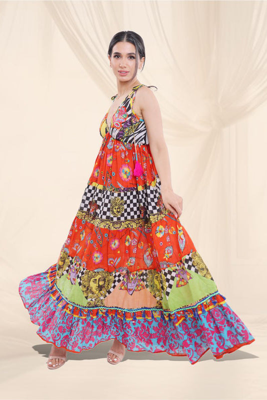 Psychedelic Patchwork Maxi Dress
