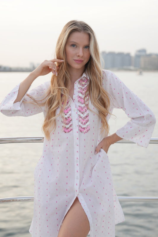 Pink Tides Blush Shirt Dress