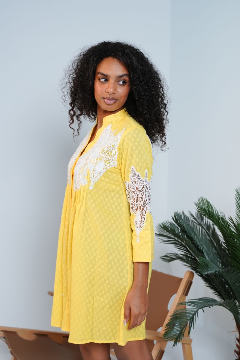 Yellow Dress Patched Cutwork