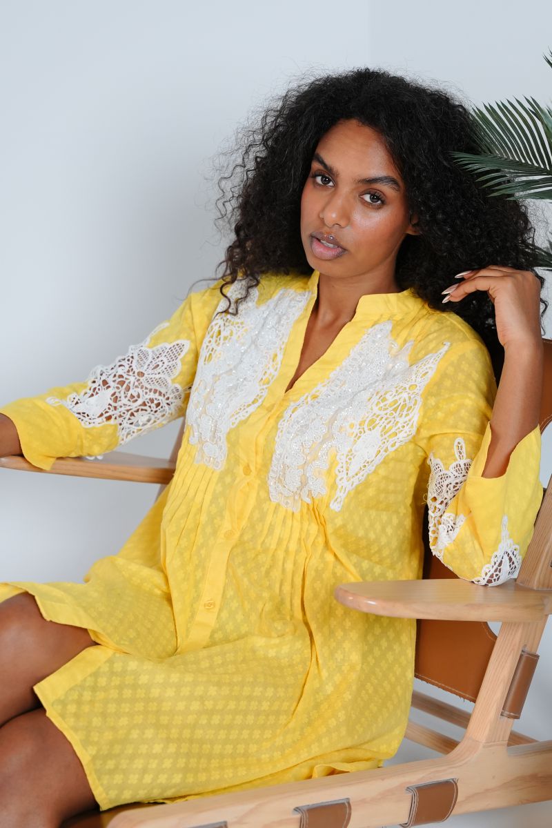 Yellow Dress Patched Cutwork