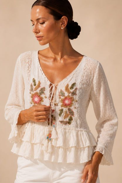 White Whisper Tassel Crop Top