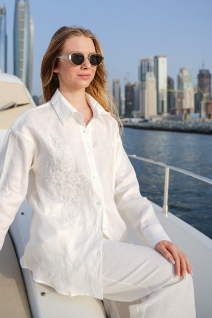 Ivory Phase Co - ord Set Linen Set - Sjon