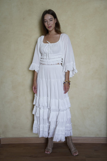 Ivory Whisper Ruffle Co - ord Set - Sjon